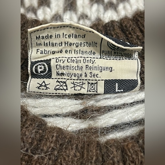 Samband of Iceland Vintage Fair Isle High Crewneck Wool Cozy Sweater Size Large - Picture 8 of 8